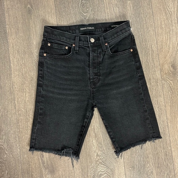 Aritzia Denim Forum Yoko Bermuda Jorts Jean Shorts High Rise Waist Black - Picture 2 of 13